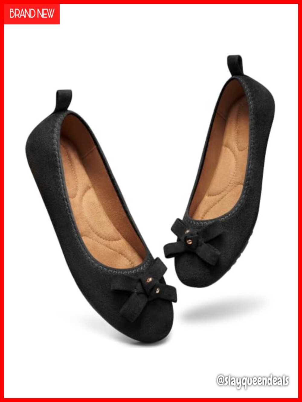 Faux Suede Ballet Flats Round Toe Foldable Slip-On Comfort Shoes